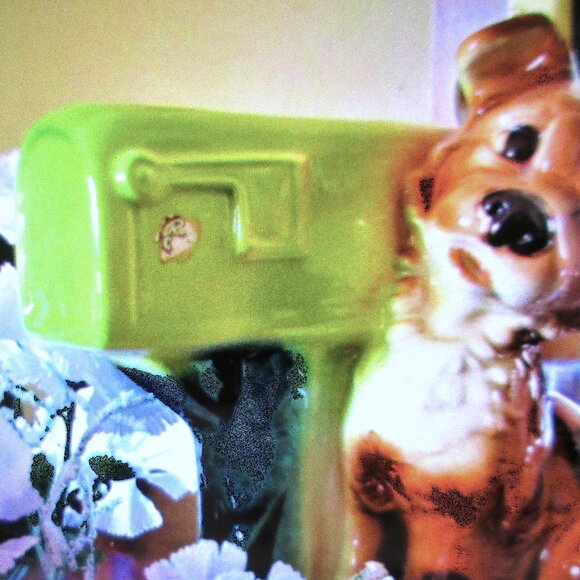 Flower Planter (8" H)Royal Copley Dog planter, china dog & green mail box plan - Picture 7 of 10